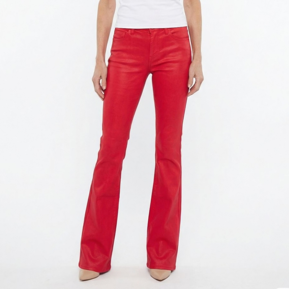 ❤️SPECIAL❤NWT.L'AGENCE Ruth Highrise Coated Straight Jeans In Lava Red